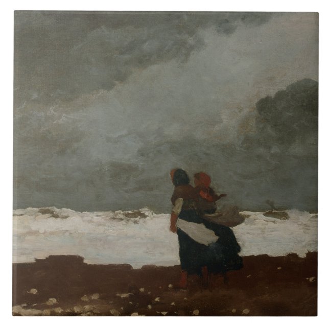 Winslow Homer - Zwei Zahlen am Meer Fliese (Vorderseite)