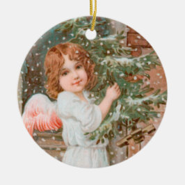 Winsome Angel mit Weihnachtsbaum Keramik Ornament