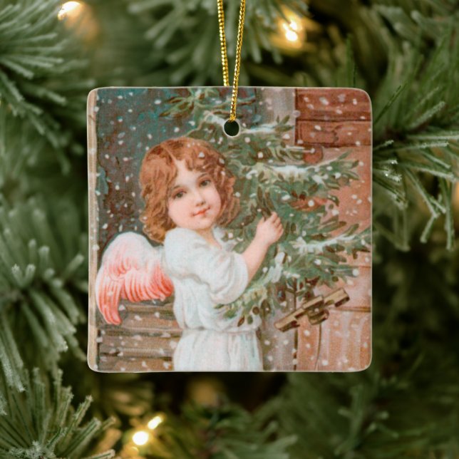 Winsome Angel mit Weihnachtsbaum Keramikornament (Baum)