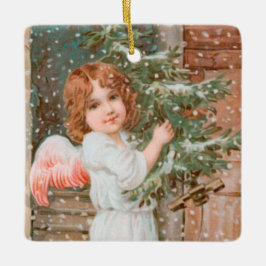 Winsome Angel mit Weihnachtsbaum Keramikornament