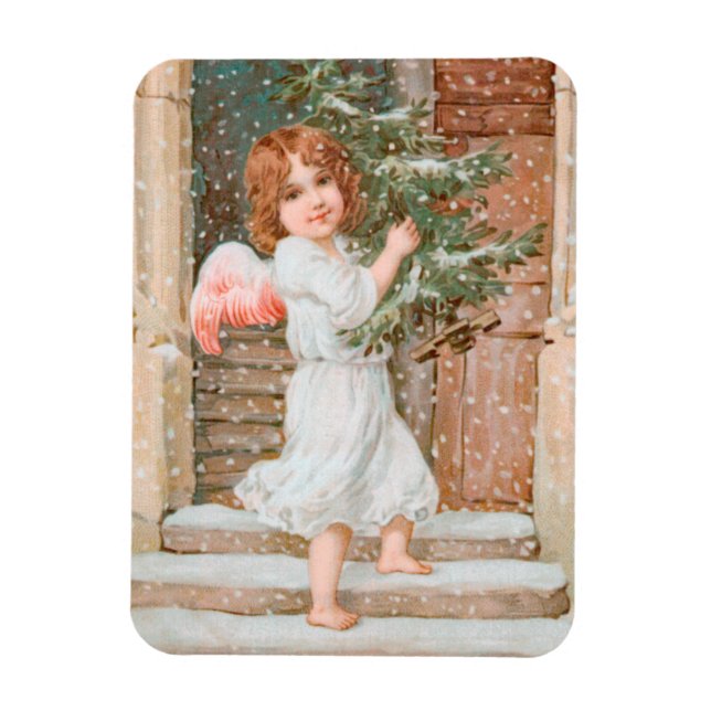 Winsome Angel mit Weihnachtsbaum Magnet (Vertikal)