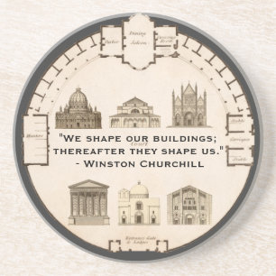 Winston Churchill Architektur John Plaw Vintage Sandstein Untersetzer