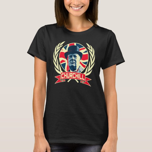 Winston Churchill British Flag Pride T-Shirt (Vorderseite)