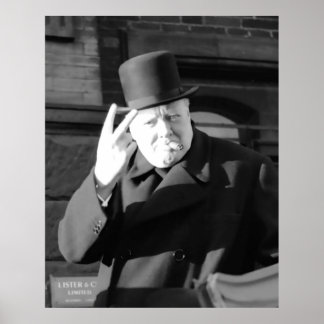 Winston Churchill / Day V Sign 1945 Poster