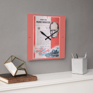 Winston Churchill, die Kriegszeit, schrieb Poster Quadratische Wanduhr