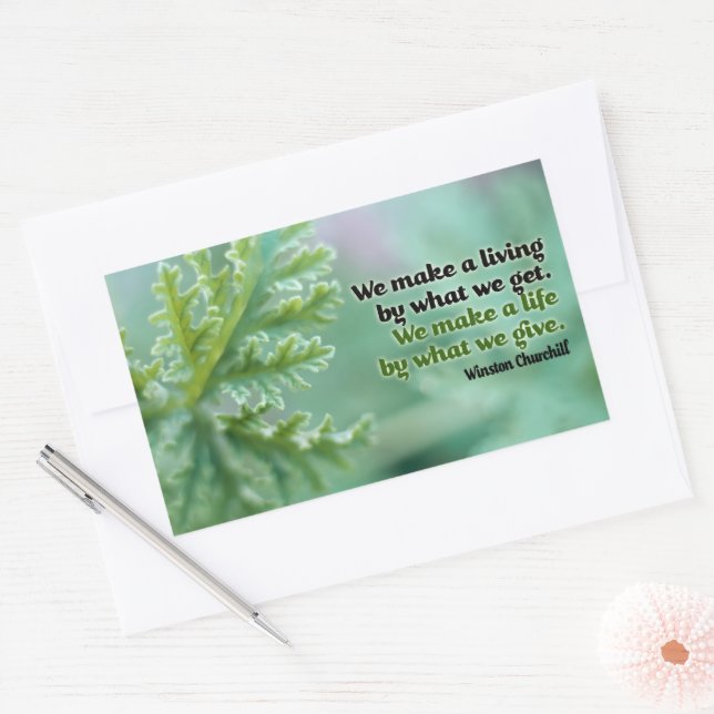 Winston Churchill Inspiration Zitat "Ein Leben" Rechteckiger Aufkleber (Umschlag)