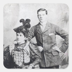 Winston Churchill mit seiner Mutter 2 Quadratischer Aufkleber