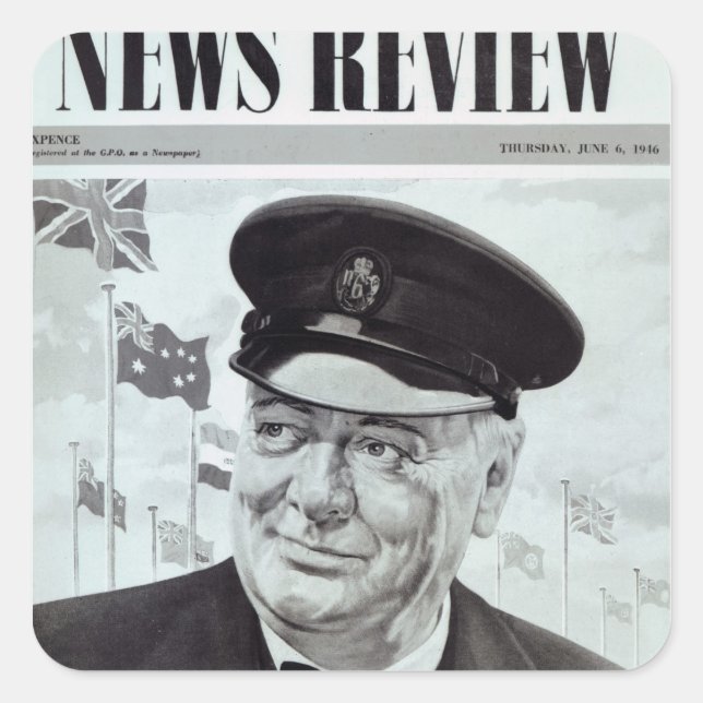 Winston Churchill Quadratischer Aufkleber (Vorderseite)