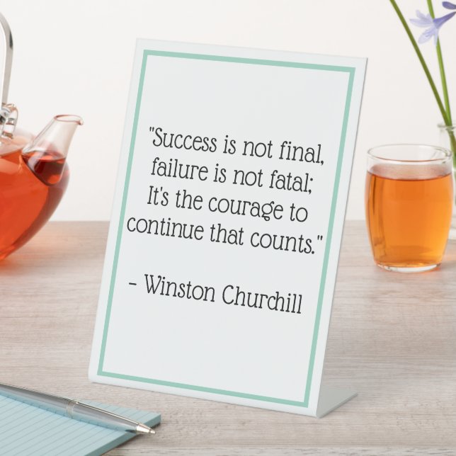 Winston Churchill Quote Desk Sign Office Sign Sockelschild (In Situ)