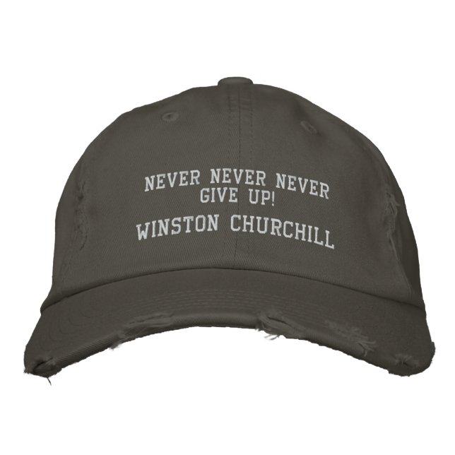 WINSTON CHURCHILL QUOTE - HAT BESTICKTE KAPPE (Vorderseite)