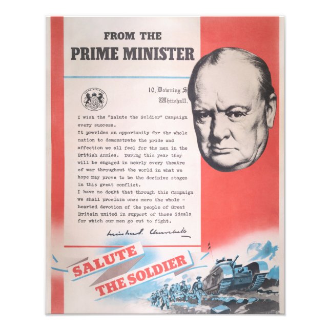Winston Churchill, Reprint des britischen Posters  Fotodruck (Vorne)