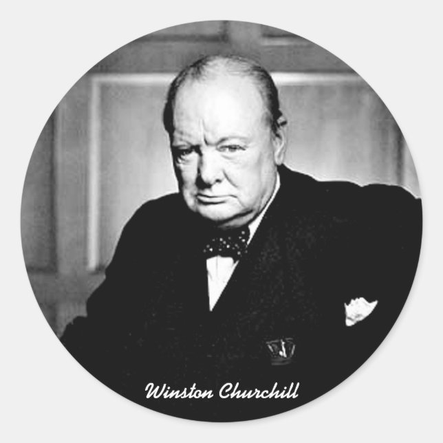 Winston Churchill Runder Aufkleber (Vorderseite)