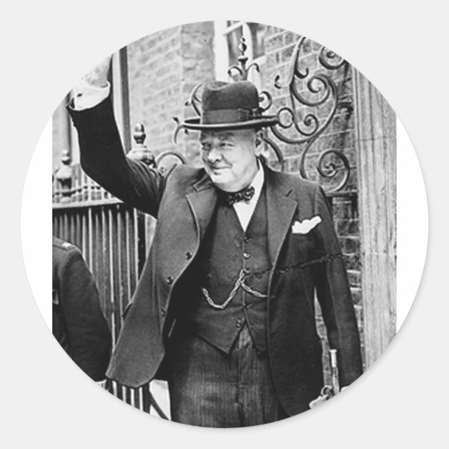 Winston Churchill Runder Aufkleber (Vorderseite)