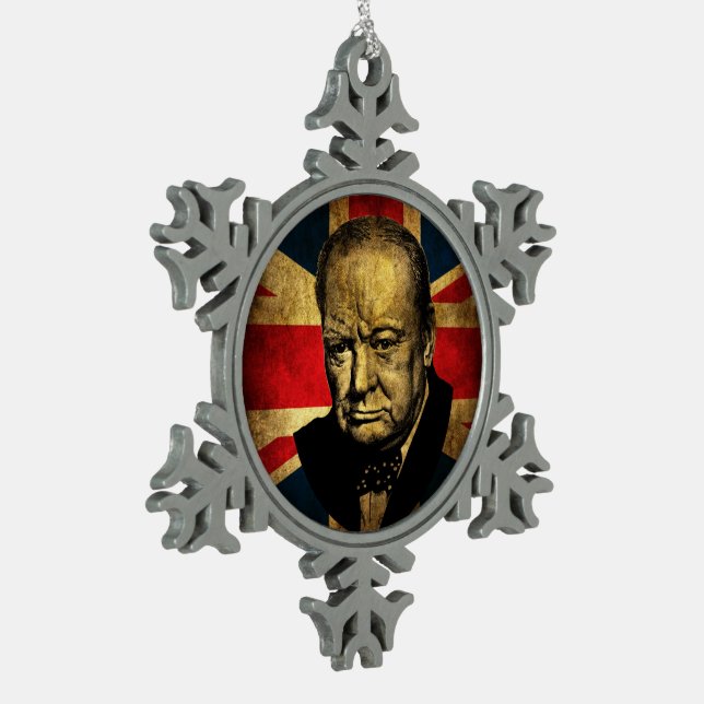Winston Churchill Schneeflocken Zinn-Ornament (Links)