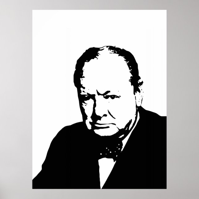 Winston Churchill Schwarz-Weiß-Vektorgrafik Poster (Vorne)