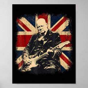 Winston Churchill spielt elektrischen Gitarren-Roc Poster