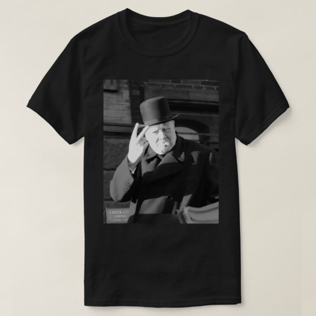 Winston Churchill V Day V Sign 1945 Poster T-Shirt (Design vorne)