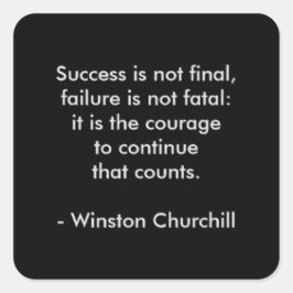 Winston Churchill Zitat; Erfolg Quadratischer Aufkleber