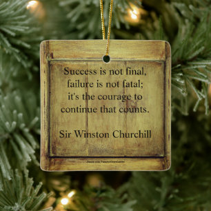 Winston Churchill Zitat; Erfolg Vintage gealtertes Keramikornament