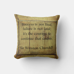 Winston Churchill Zitat; Erfolg Vintage gealtertes Kissen
