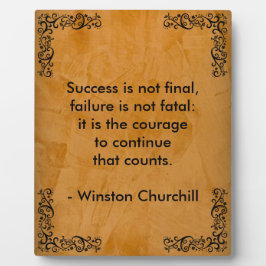 Winston Churchill Zitat; Erfolgscroll & Stucco Fotoplatte