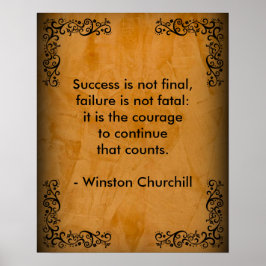 Winston Churchill Zitat; Erfolgscroll & Stucco Poster