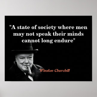Winston Churchill Zitat über freie Meinungsäußerun Poster