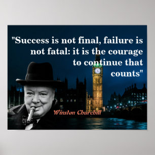 Winston Churchill Zitat über Mut Poster