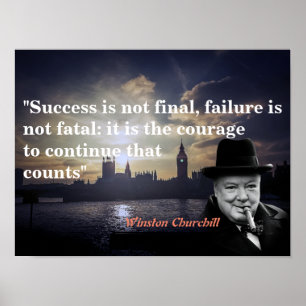 Winston Churchill Zitat über Mut Poster