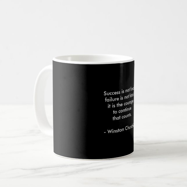 Winston Churchill ZitatErfolg Kaffeetasse (Vorderseite Links)