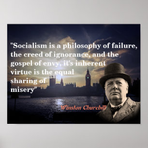 Winston Churchill zitiert zum Sozialismus Poster
