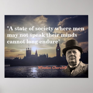 Winston Churchill zitiert zur freien Rede Poster