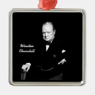Winston- Churchillverzierungen Silbernes Ornament