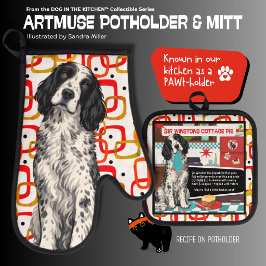 WINSTON English Setter Topflappen und Untersetzer Ofenhandschuh & Topflappen-Set