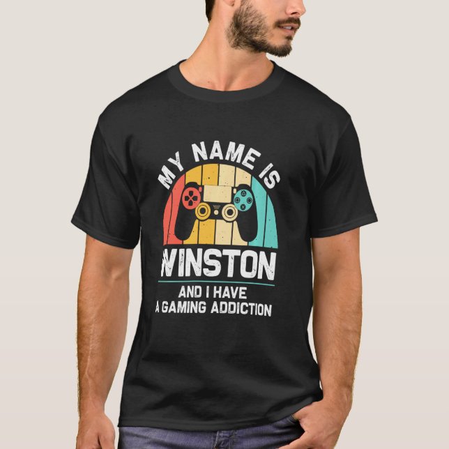 Winston Name Personalisiert Funny Gaming Geek Birt T-Shirt (Vorderseite)