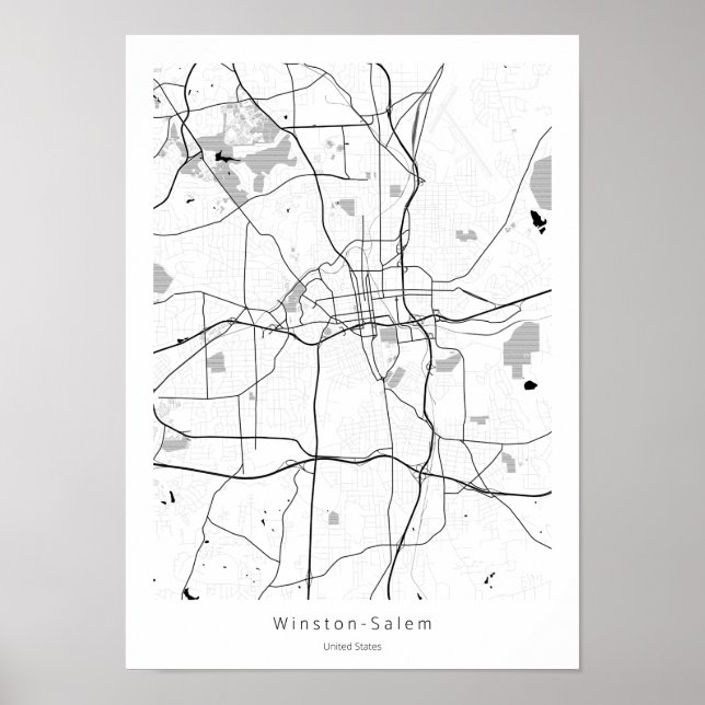 Winston-Salem Modern Minimal Abstrakte Karte Poster (Vorne)