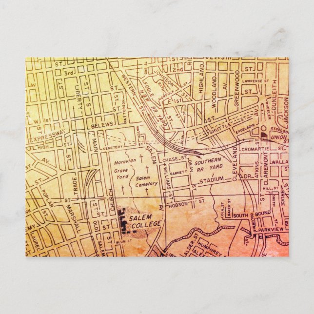 Winston-Salem, NC Vintage Karte (Vorderseite)