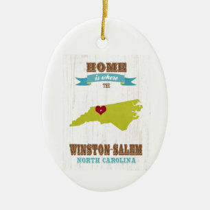 Winston Salem, Nord-Carolina Karte - Zuhause ist Keramik Ornament