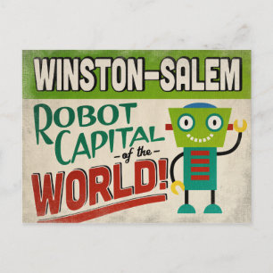 Winston-Salem North Carolina Robot - Funny Vintag Postkarte