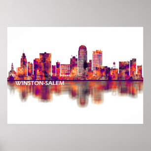 Winston-Salem North Carolina Skyline Poster