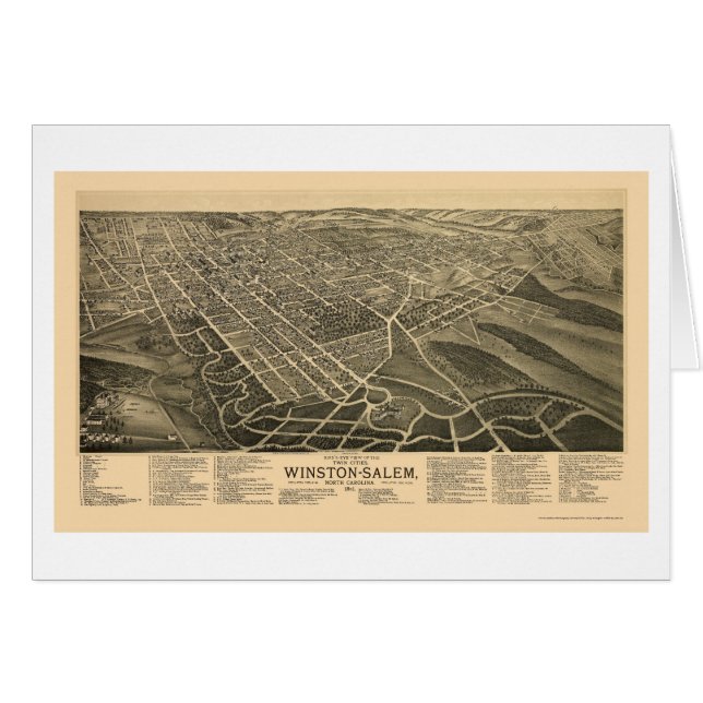 Winston-Salem, panoramische Karte NC - 1891 (Vorderseite (Horizontal))