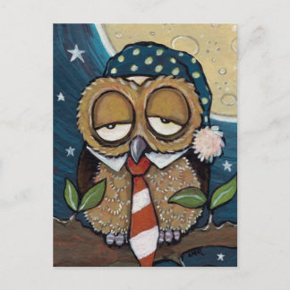 Winston | Sleepy Business Owl Art Postkarte