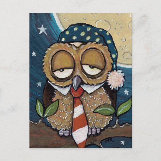 Winston | Sleepy Business Owl Art Postkarte (Vorderseite)