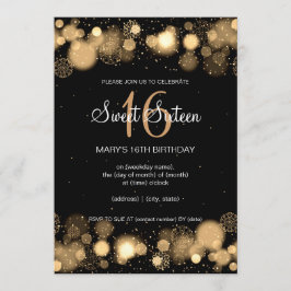Winter-16. Geburtstag-Geburtstags-Party-Gold Einladung