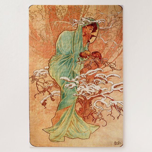 Winter 1896: Ein Jugendstil von Mucha Puzzle (Vertikal)