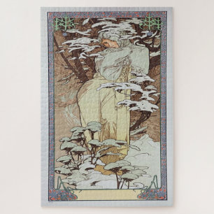 Winter 1900: Ein Jugendstil von Mucha Puzzle