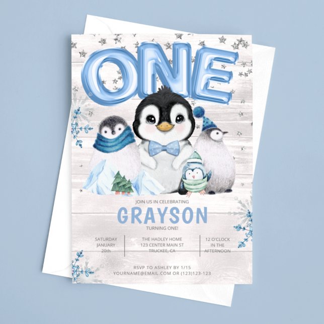 Winter 1. Geburtstag Blaue Schneeflocke Einladung (Von Creator hochgeladen)