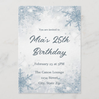 Winter 25th Birthday Invitation – Snowflakes Einladung