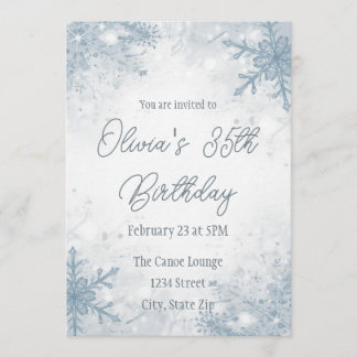Winter 35th Birthday Invitation – Cool Gray Snow Einladung