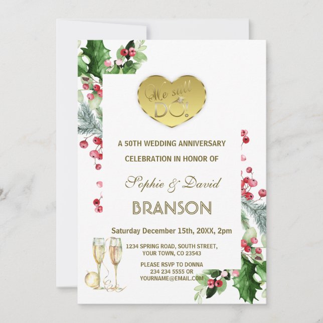 Winter 50. Hochzeit Jubiläum Wir tun noch immer Einladung (Vorderseite)